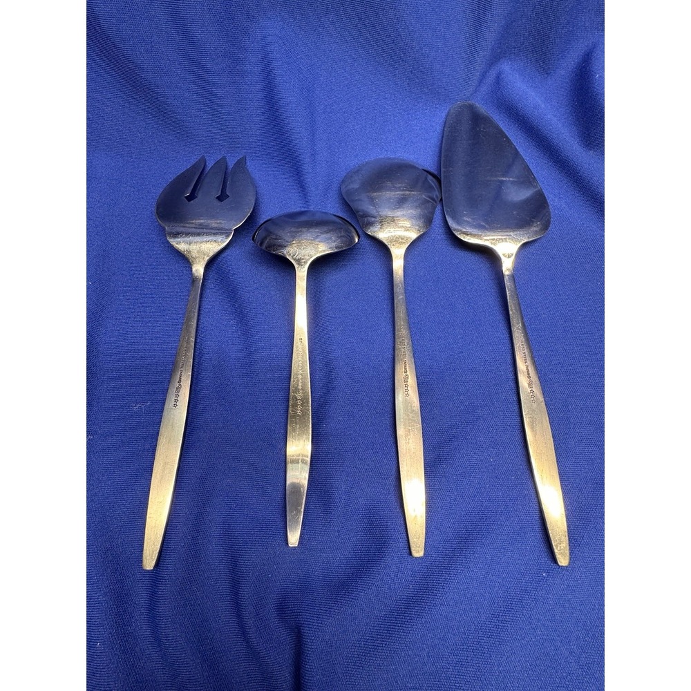 Vintage Cambridge Stainless Serving Set 4pc Sessan Pattern Style Japan MCM - Picture 4 of 8